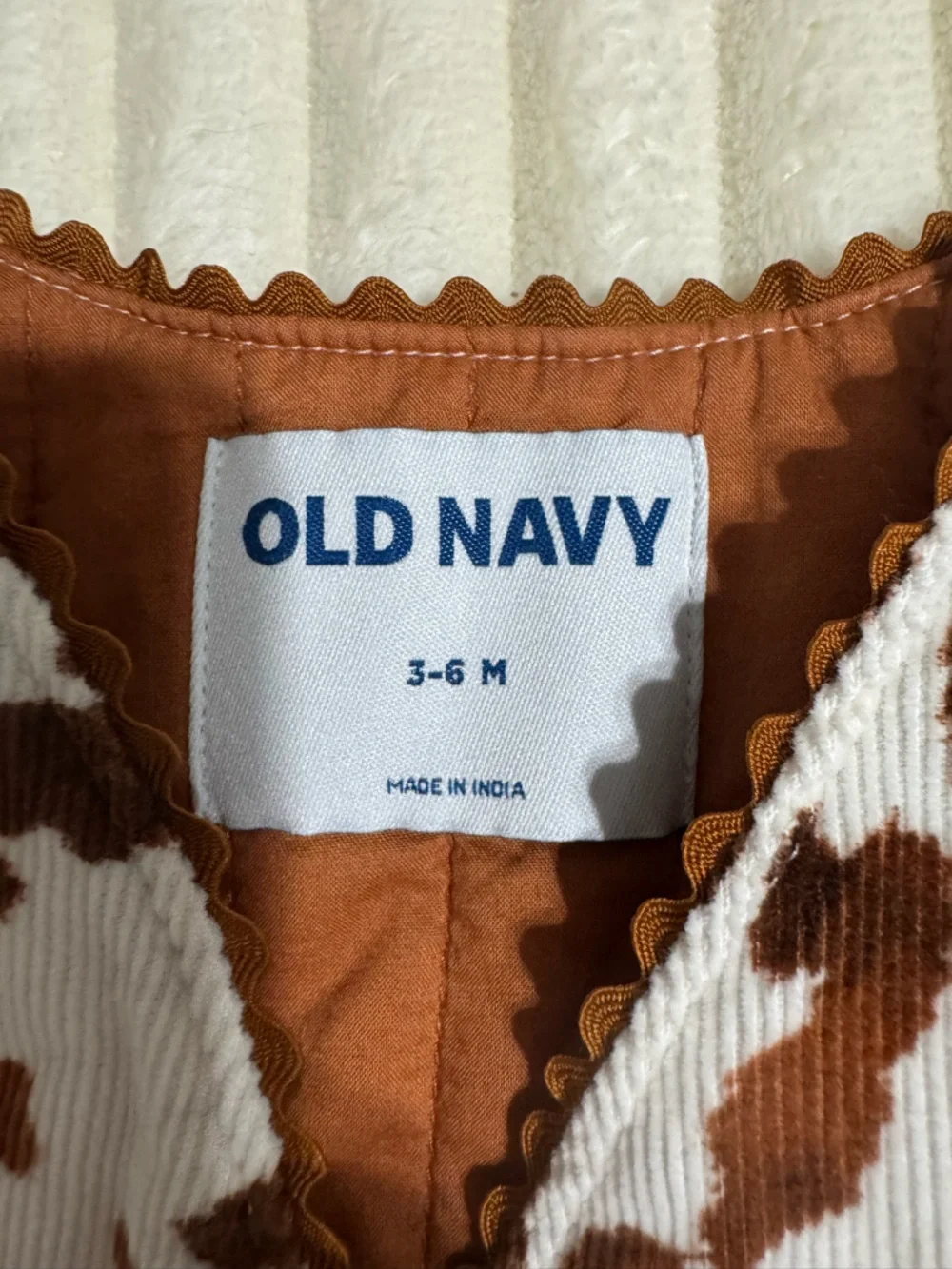 Old Navy Brown and White Cow Print Baby Vest - Picture 2 of 5